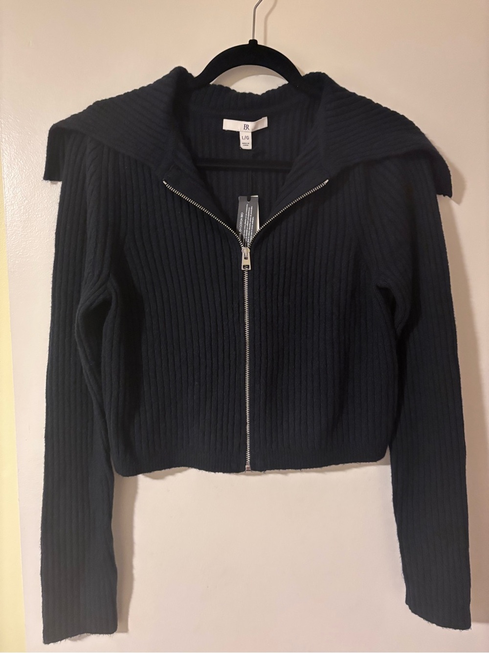 Banana Republic ribbed zip-front sweater - Navy
